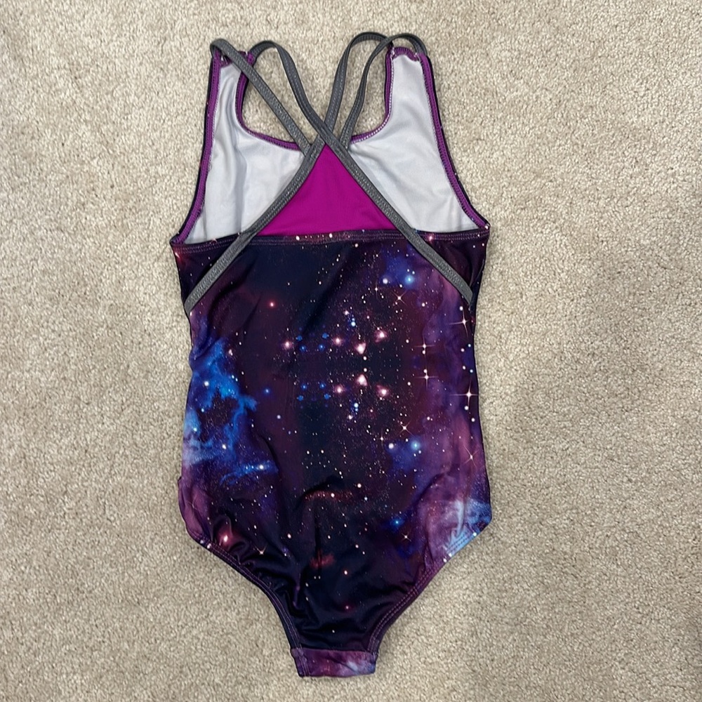 Galaxy print leotard for girls (small, 6/6x) - Picture 3 of 4